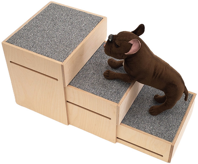 라뜰리에드보아 반려동물 걍계단식스 깊이조절 원목 계단, 회색(매트), 1개