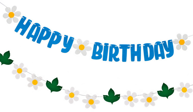 파티쇼 생일파티 데이지 가랜드 + 플라워 잎사귀 세트, 블루(가랜드), 1세트