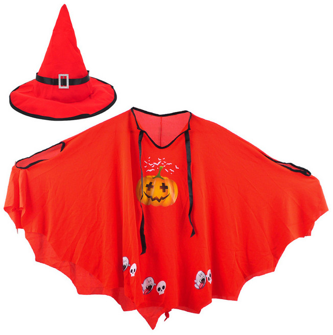 파티쇼 아동용 할로윈 큐티 망토 + 모자 세트, 레드, 1세트