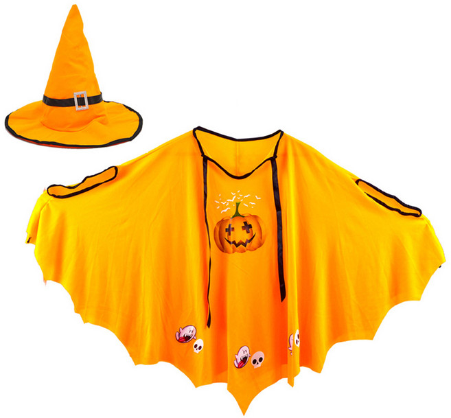 파티쇼 아동용 할로윈 큐티 망토 + 모자 세트, 옐로우, 1세트