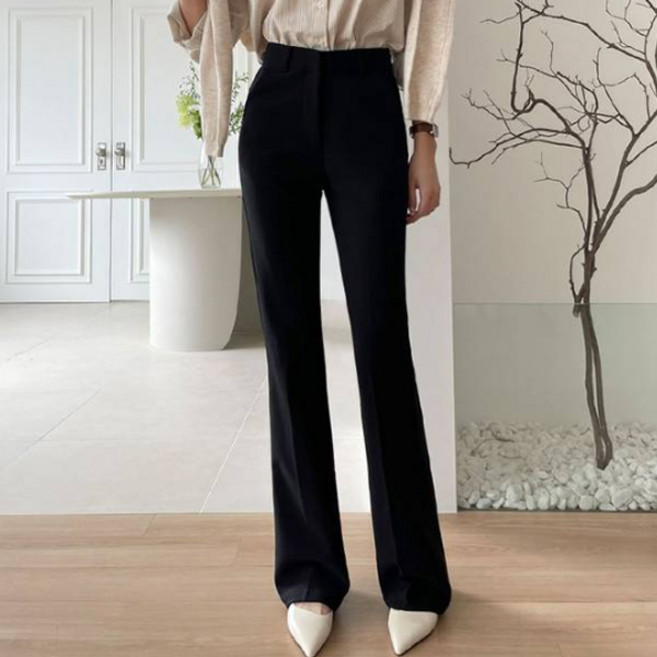 플랜데이 여성용 숏/미디움/롱 프링 스판 세미부츠컷 슬랙스