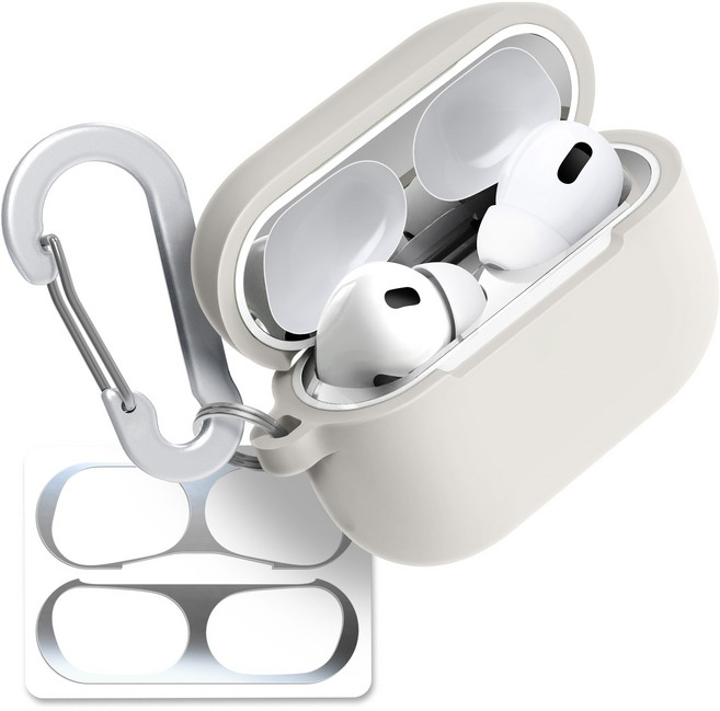 슈퍼디비전 에어팟 프로2 실리콘 케이스 + 키링 + 카라비너 + 철가루방지스티커 세트, 헤이지, 1개