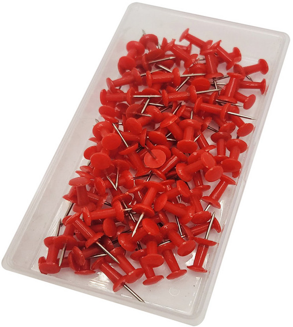 마다꾸미 컬러 투명 압정 문서고정핀 레드, 1개, 80개입