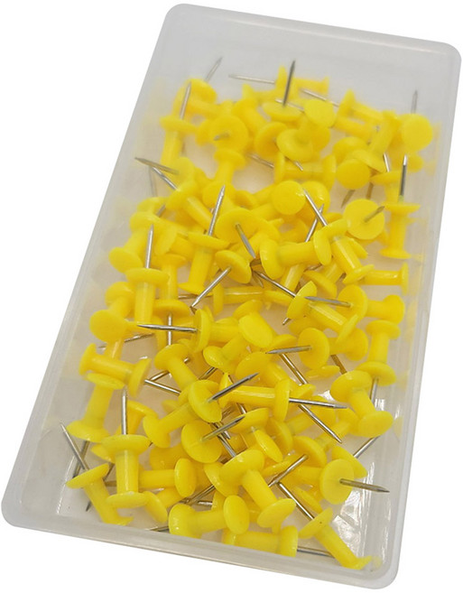 마다꾸미 컬러 투명 압정 문서고정핀 옐로우, 1개, 80개입