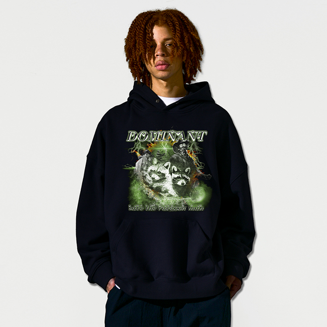 도미넌트 남녀공용 RACCOON MAN 후드티