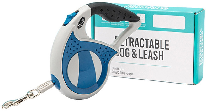 요런개 강아지 튼튼 꼬임 방지 자동 리드줄, 네이비, 1개