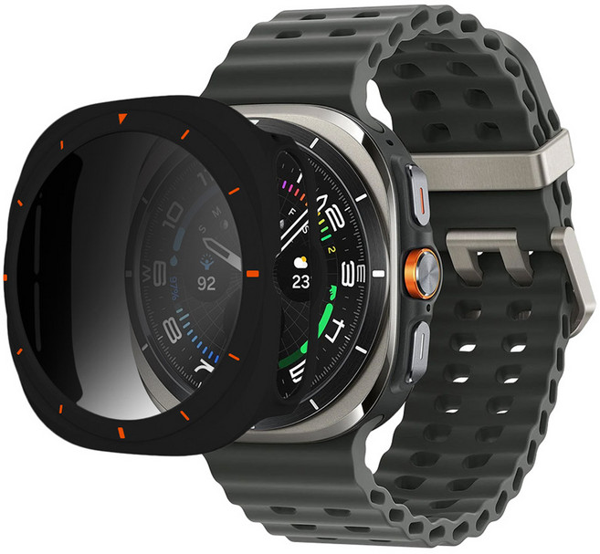 스페이스쉴드 갤럭시 워치 호환 아머 플렉스 9H Privacy 사생활 보호 PC 강화유리 올인원 케이스, 블랙, 1개