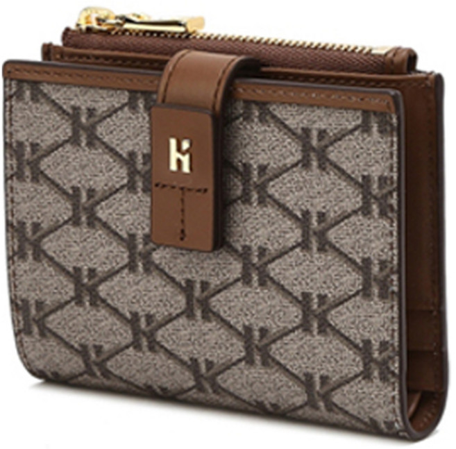 헤지스 여성용 헤리아토 시그니처 패턴 로고 가죽 반지갑