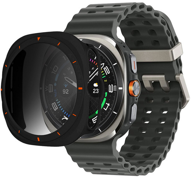 스페이스쉴드 갤럭시 워치 호환 아머 플렉스 9H Privacy 사생활 보호 PC 강화유리 올인원 케이스, 매트블랙, 1개