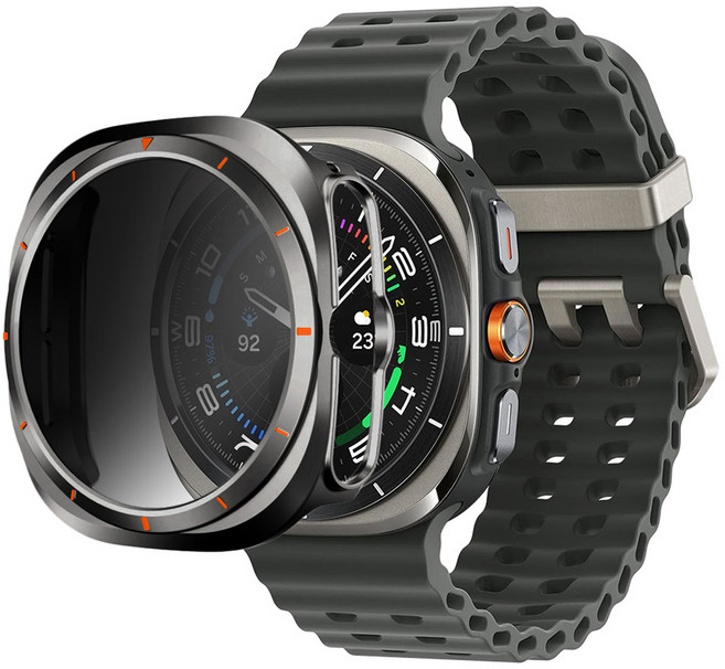 스페이스쉴드 갤럭시 워치 호환 아머 플렉스 9H Privacy 사생활 보호 PC 강화유리 올인원 케이스, 그레이티타늄, 1개