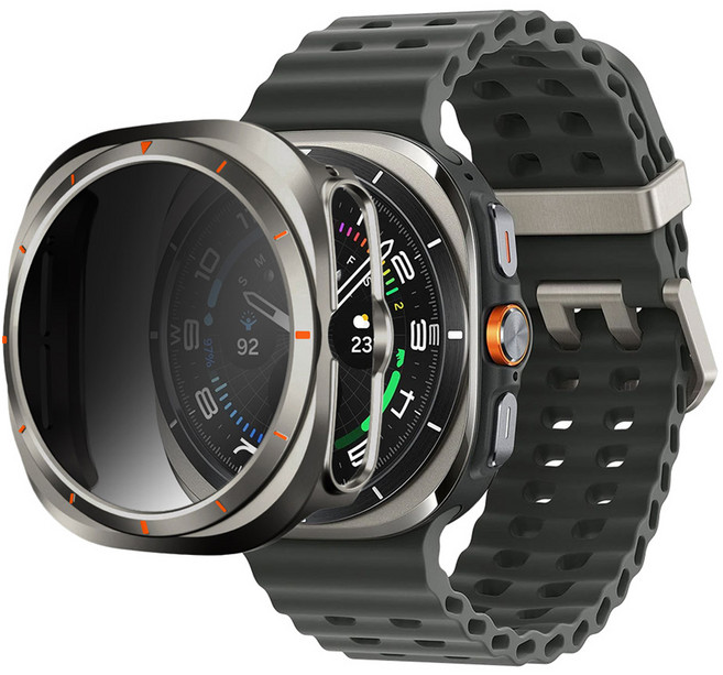 스페이스쉴드 갤럭시 워치 호환 아머 플렉스 9H Privacy 사생활 보호 PC 강화유리 올인원 케이스, 티타늄, 1개