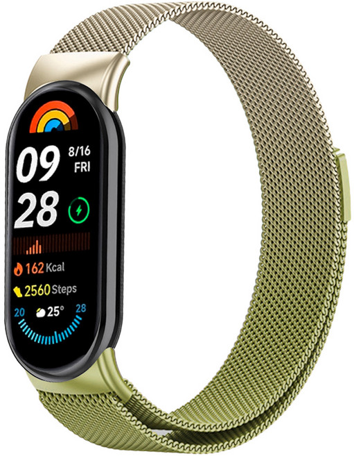 스페이스쉴드 샤오미 미밴드 호환 프리미엄 메탈 스트랩, 스타라이트그린, 1개