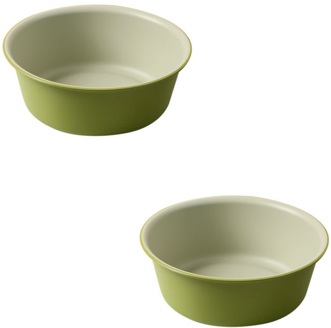 더자카 투톤 플라스틱 다용도 대야 S, 올리브 그린, 2개