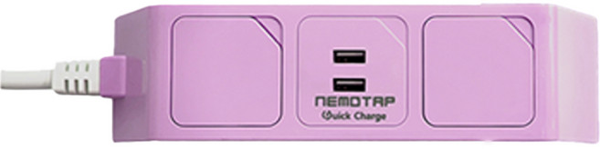 네모탭 일반 고속충전 2구 A타입 SY-NB2 USB QC, 2.5m, 바이올렛, 1개