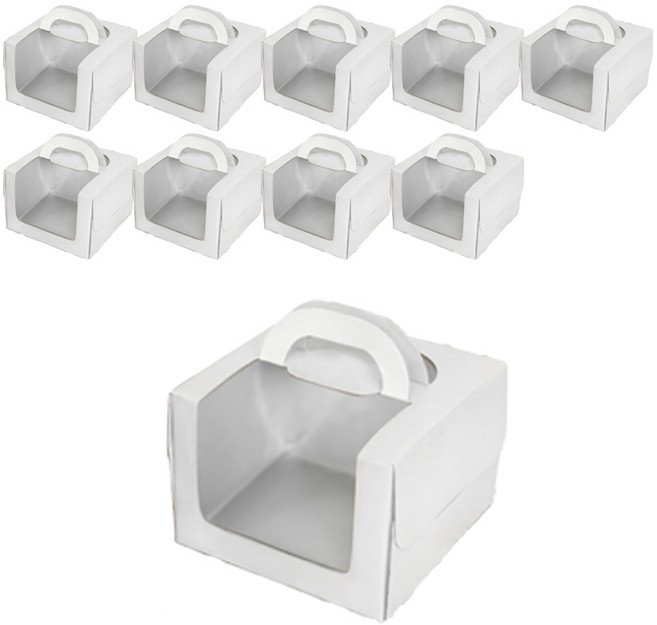 중앙패키지 프리미엄 투명창 케익박스 2호 17cm + 받침 세트, 화이트, 10세트