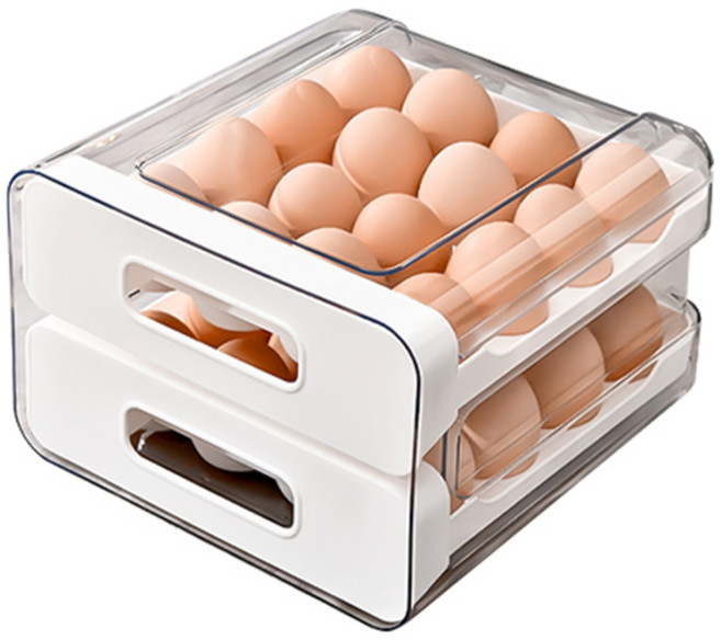 블럭마트 더블레이어 32구 서랍형 계란케이스, 화이트, 1개