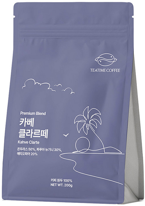 티타임 커피 카베 클라르떼 원두커피, 홀빈(분쇄안함), 200g, 1개