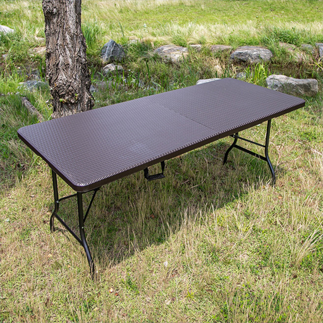 호르투스가든 라탄 디자인 브로몰딩 접이식 사각 야외테이블 180 NZK-180, 브라운