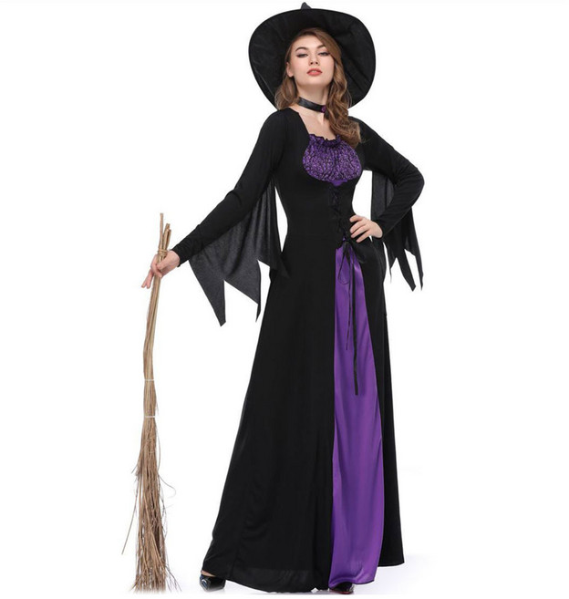 오프리 할로윈 마녀 뱀파이어 성인 드레스 코스튬 세트
