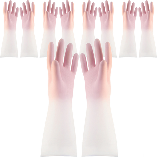모나홈 예쁜 반투명 니트릴 고무장갑 양손착용 세트, 파스텔핑크, 중(M), 5세트