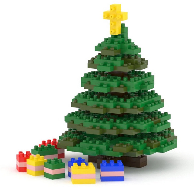 작은 트리 크리스마스 블럭 S, 혼합색상, 1개