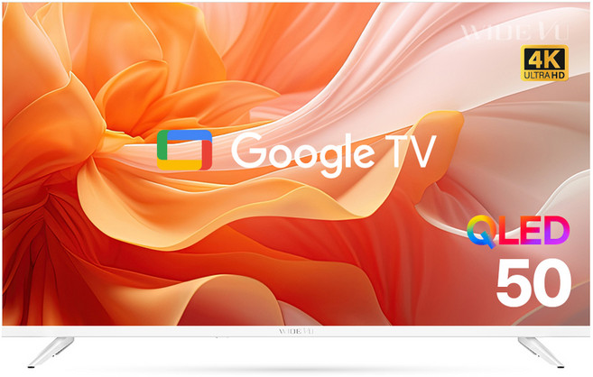 와이드뷰 4K UHD QLED 화이트에디션 구글 3 스마트TV, 127cm(50인치), QWGE50UT1, 스탠드형, 고객직접설치