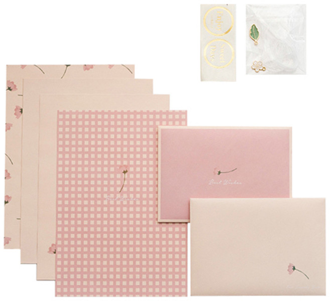 마켓감성 감사 고마움 편지지 세트, 핑크, 3세트