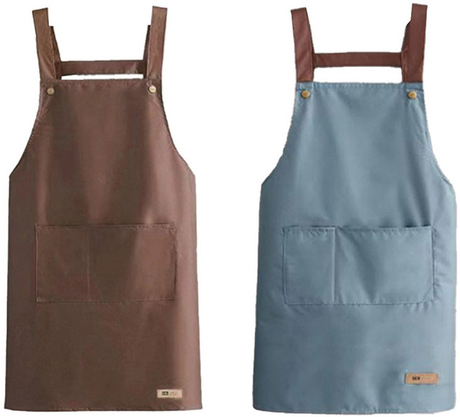문구담 미술 카페 방수앞치마 2종, 브라운, 블루(앞치마)