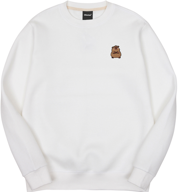 옥스타 남녀공용 카피바라 자수 특양면 맨투맨 4SSP027