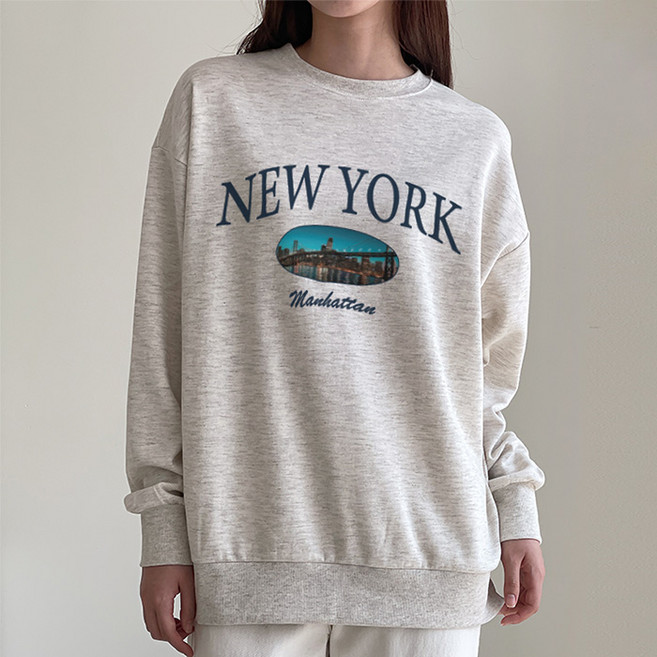 에어플레인 뉴욕 맨하탄 오버핏 맨투맨