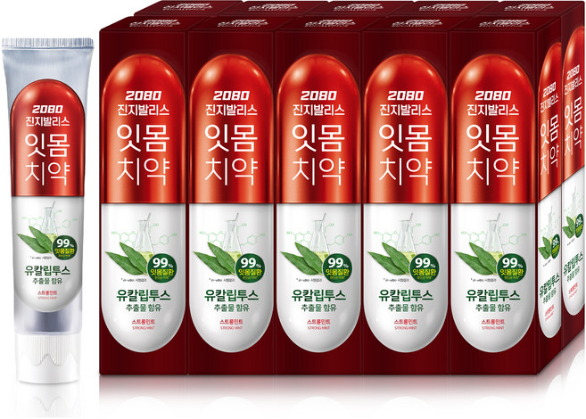 2080 진지발리스 잇몸치약 스트롱민트 유칼립투스향, 150g, 10개
