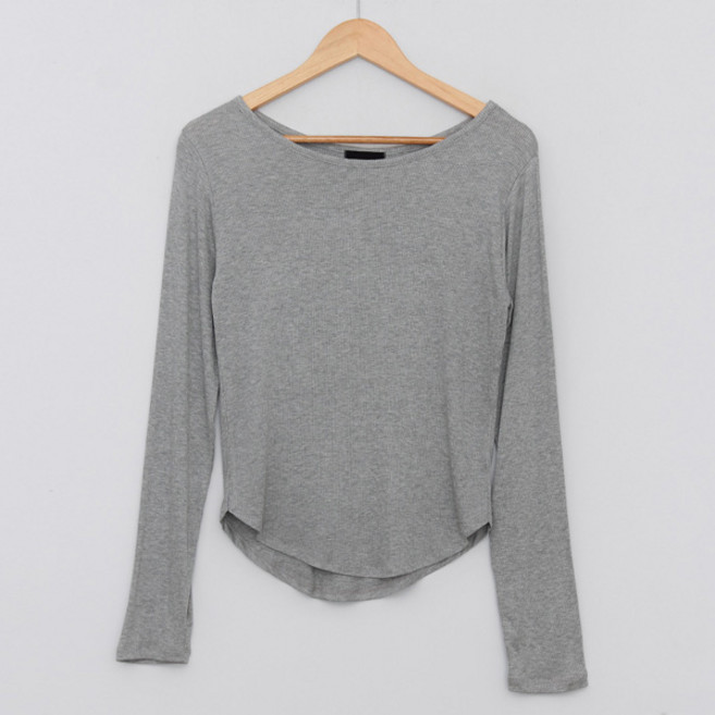 174 여성용 키큰여자 레네 보트넥 골지밑단 언발티셔츠