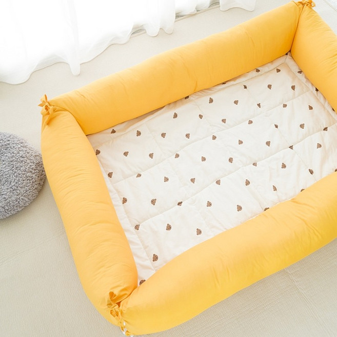 아이레빗 유아용 범퍼 쿠션 커버 + 솜 세트, 머스타드