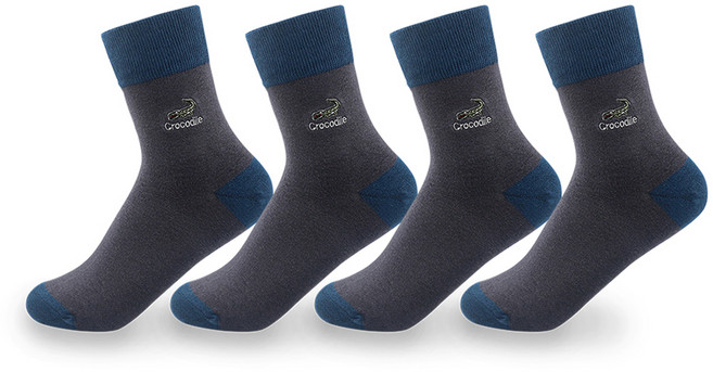 Crocodile 鱷魚 女款刺繡Logo休閒中筒襪4雙組 CD357