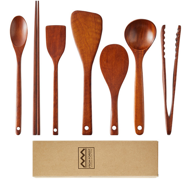 프롬포레스트 옻칠 우드 조리도구 세트, 1세트, 조리도구 7종