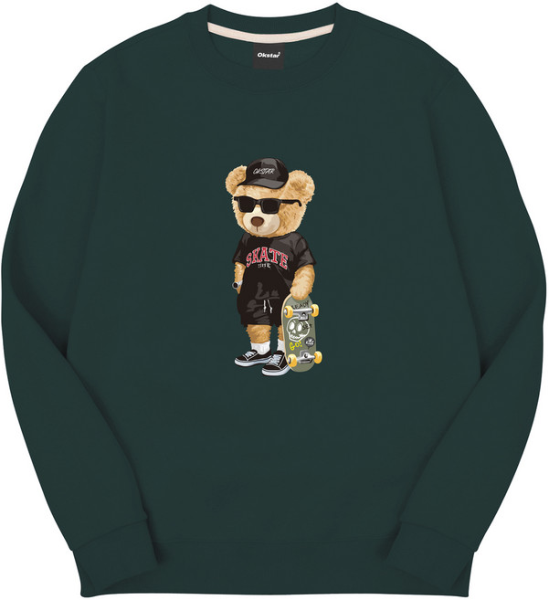 옥스타 남녀공용 스트릿 곰돌이 특양면 맨투맨 1SSP026