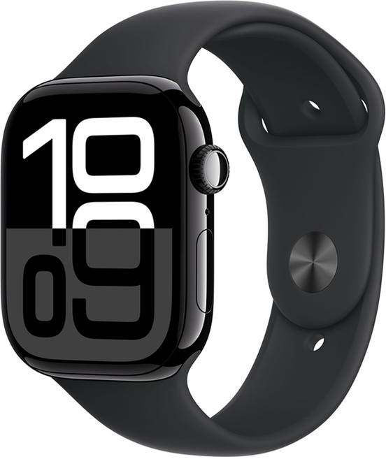 Apple 애플워치 10 GPS+Cellular, 제트 블랙, 46mm, 제트 블랙 / 블랙 스포츠 밴드, S/M