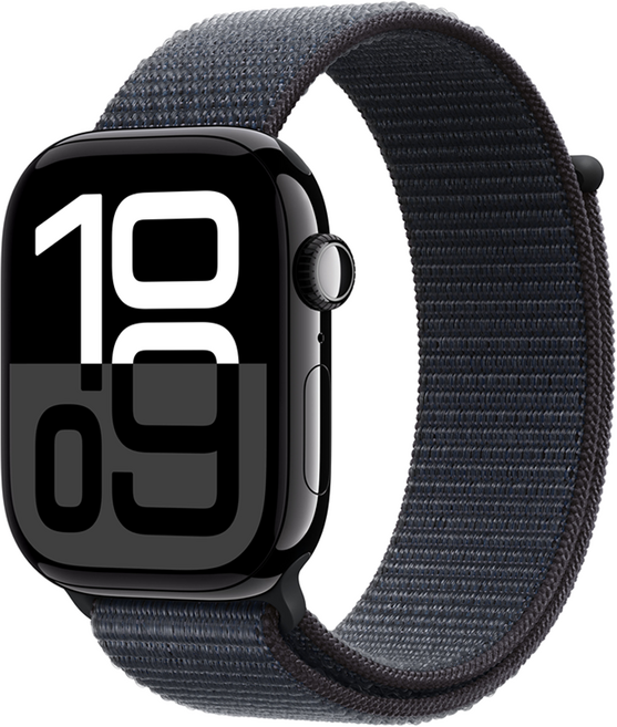 Apple 애플워치 10 GPS+Cellular, 제트 블랙, 46mm, 제트 블랙 / 잉크 스포츠 루프, Loop