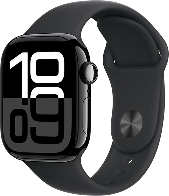 Apple 애플워치 10 GPS+Cellular, 제트 블랙, 42mm, 제트 블랙 / 블랙 스포츠 밴드, M/L