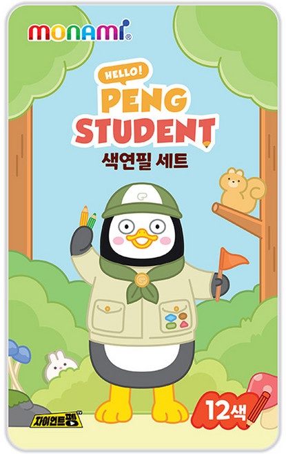 모나미 펭수 바우하우스 색연필 세트, 1세트, 12색