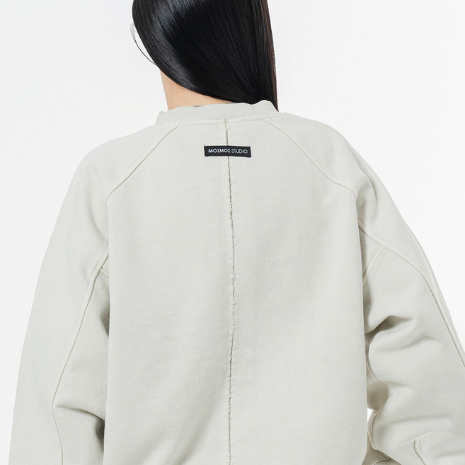 MOZMOZ 男女通用重磅顏料染色拉克蘭後開衩寬鬆大學T