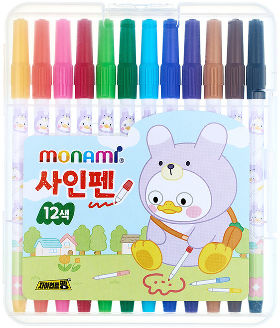 모나미 펭수 사인펜 12색 세트, 혼합색상, 1세트