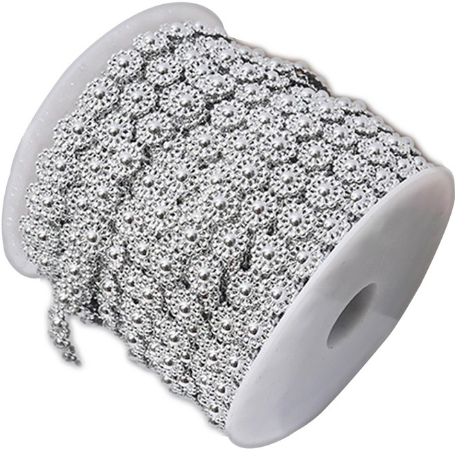 마다꾸미 롤장식 줄비드 체인구슬 25m, 실버, 1개