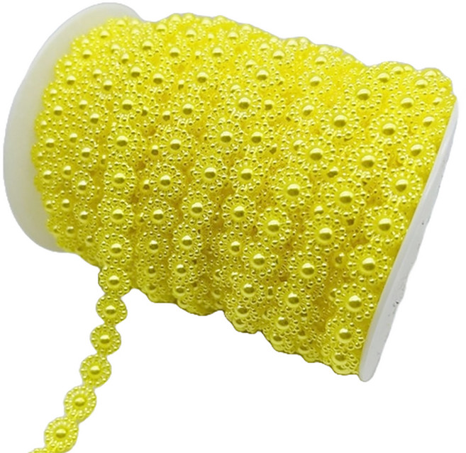 마다꾸미 롤장식 줄비드 체인구슬 25m, 옐로우, 1개