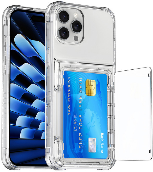 구스페리 크리스탈 4장 카드 포켓 하드 휴대폰 케이스