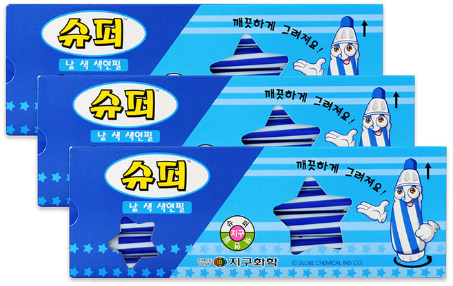 지구화학 슈퍼색연필 낱색 파랑 12p, 1색, 3개