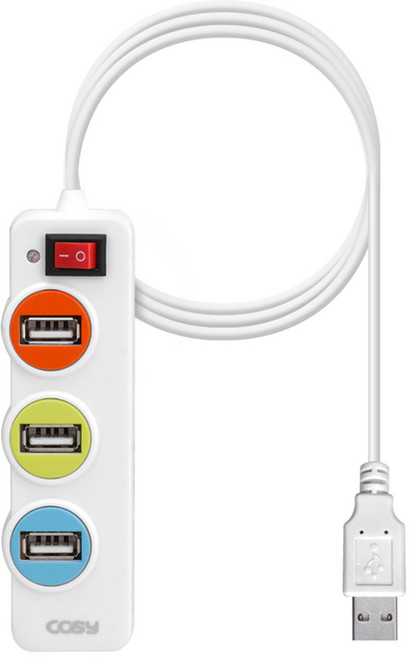 COSY 4埠電源多埠USB集線器, 1個, 白色