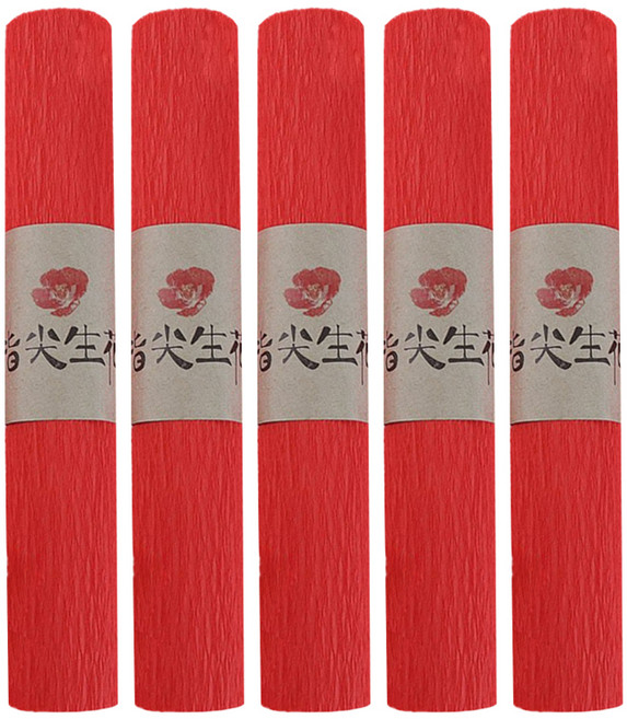 마다꾸미 컬러 주름지 25 x 250 cm, 빨간색, 5개