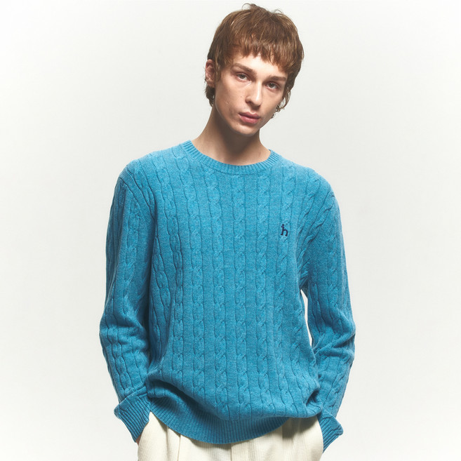 헤지스 남성용 아이코닉 캐시미어 혼방 케이블 니트