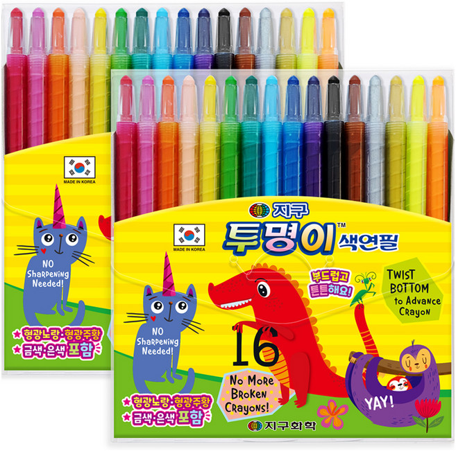 지구화학 투명이 색연필, 16색, 2개